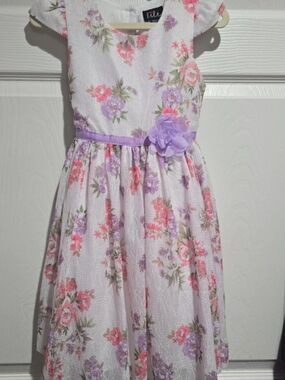 lilt Pink and Lavender Floral Party Dress for Girls